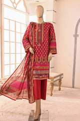 Mother Daughter by Suntex Fabrics Stitched 3 Piece Lawn Collection'2023-OS-2306-Red