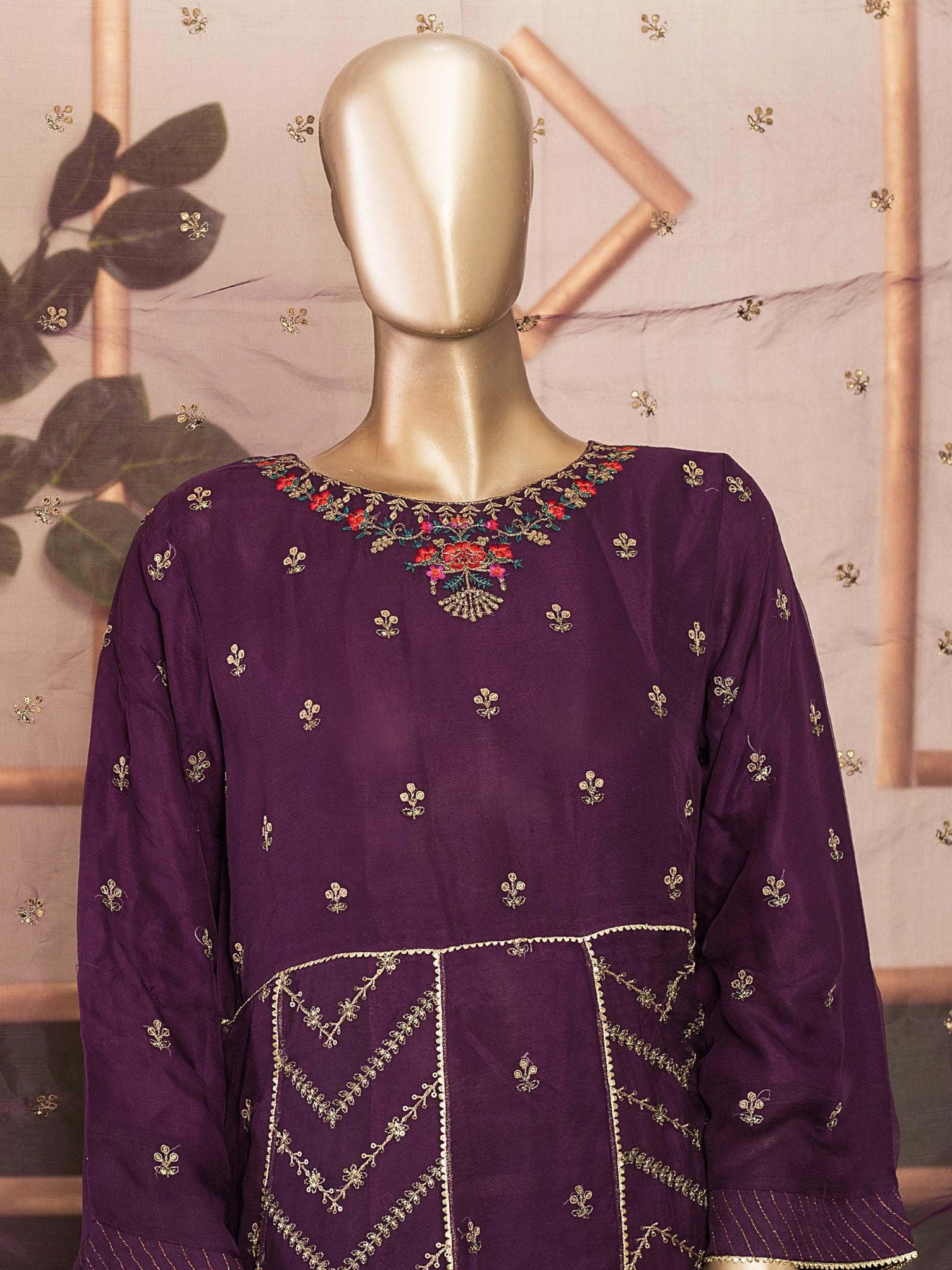 Bin Saeed Stitched 2 Piece Formal Chiffon Collection'2021-MSC-13-Purple