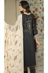 Marjjan Unstitched 3 Piece Embroidered Viscose Collection'2022-MV-258-Black