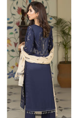 Marjjan Unstitched 3 Piece Embroidered Viscose Collection'2022-MV-258-Blue