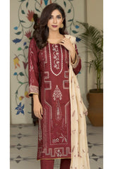 Marjjan Unstitched 3 Piece Embroidered Viscose Collection'2022-MV-258-Maroon