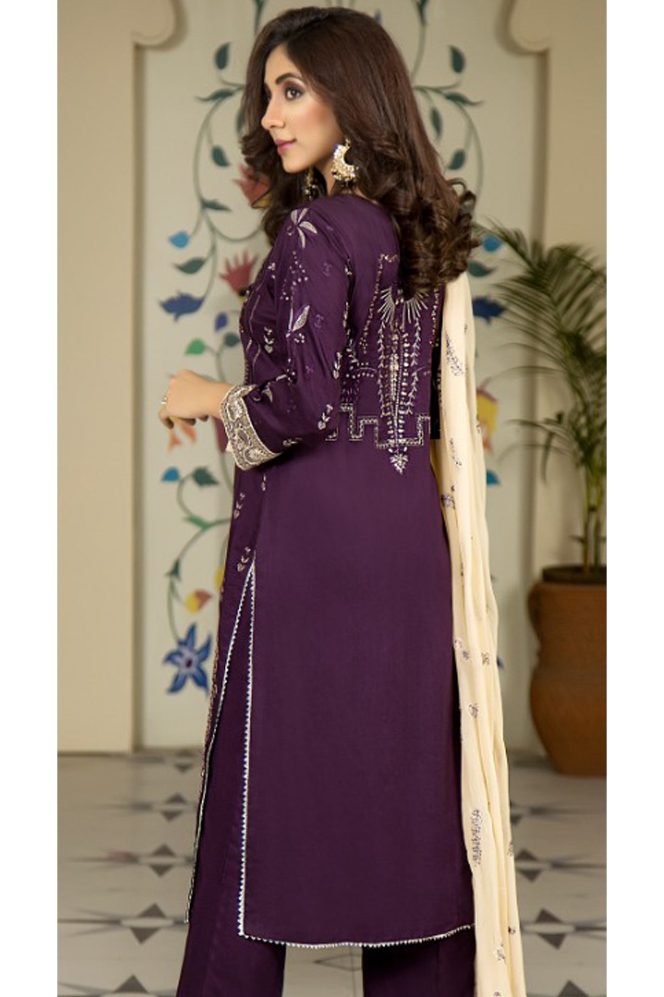 Marjjan Unstitched 3 Piece Embroidered Viscose Collection'2022-MV-258-Purple