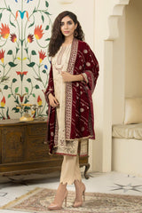 Marjjan by Zohaib Arts Unstitched 3 Piece Sequins Emb Shawl Collection'2022-MVD-16-Red