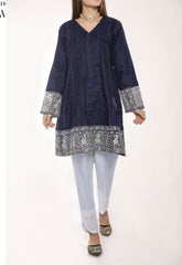Roshanara by Amna Khadija Stitched Emb Cotton Kurti Collection'2021-OG-01-Blue