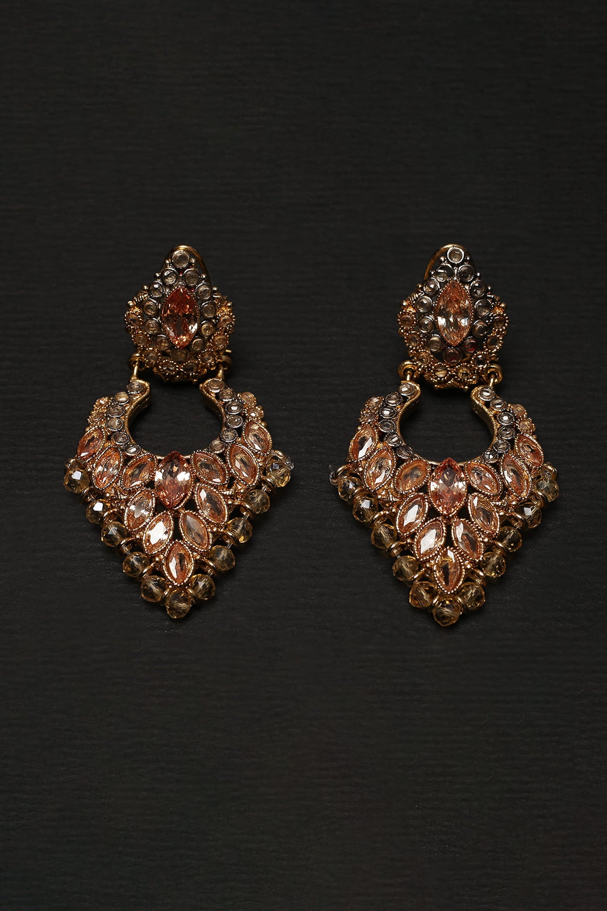 Earring Chand Bali OLJ-773-Golden And Champagne