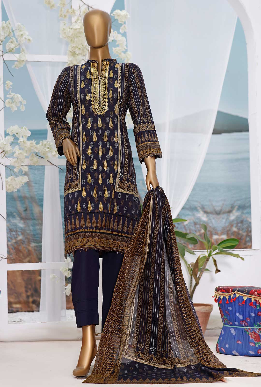 HZ Unstitched Premium Embroiderd Lawn CH-04 Collection'2021-PE-1050