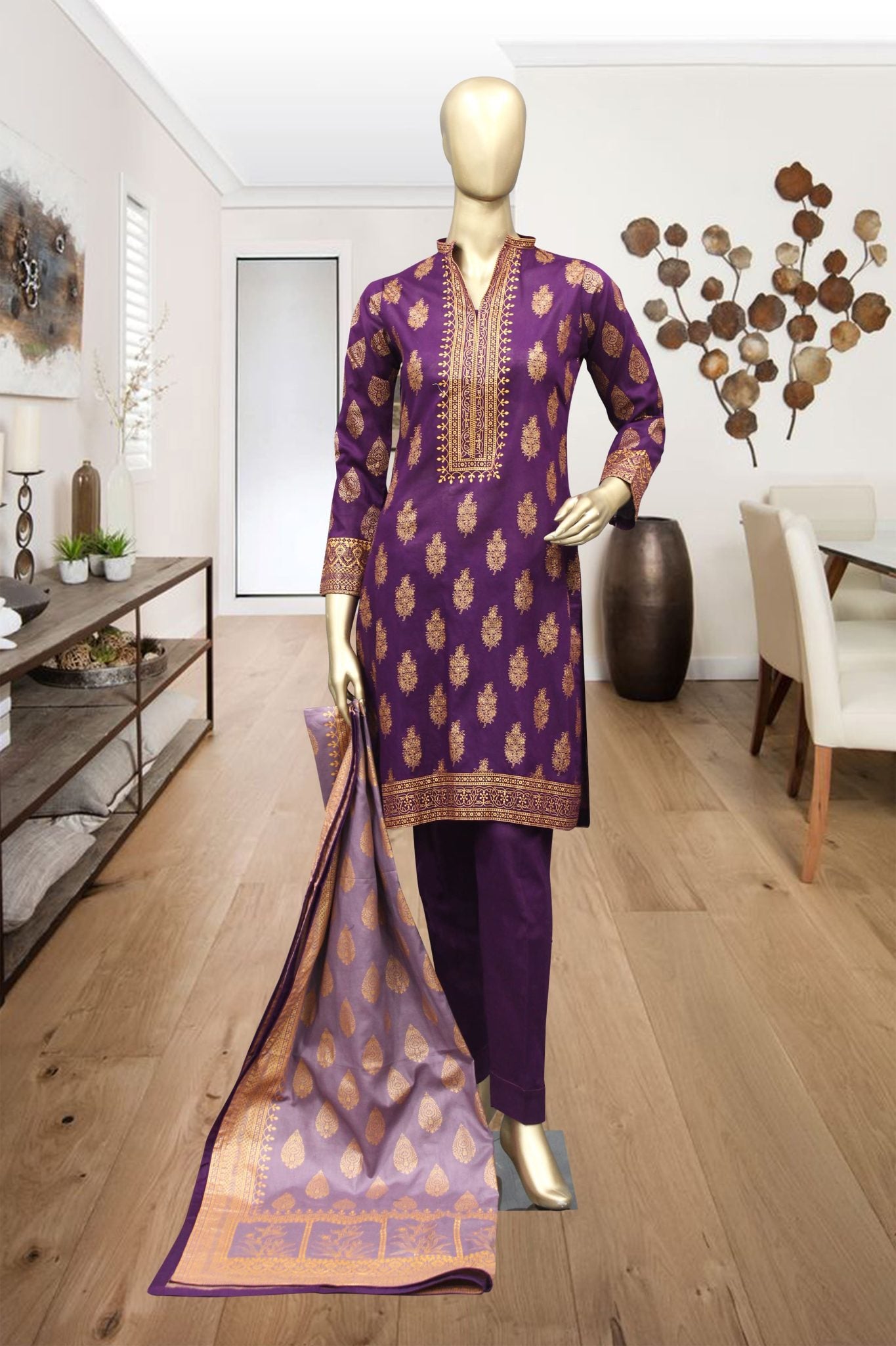 Shomi 3 Piece Stitched Digital Printed Lawn Vol-02 Collection'2021-RBS-10-Purple