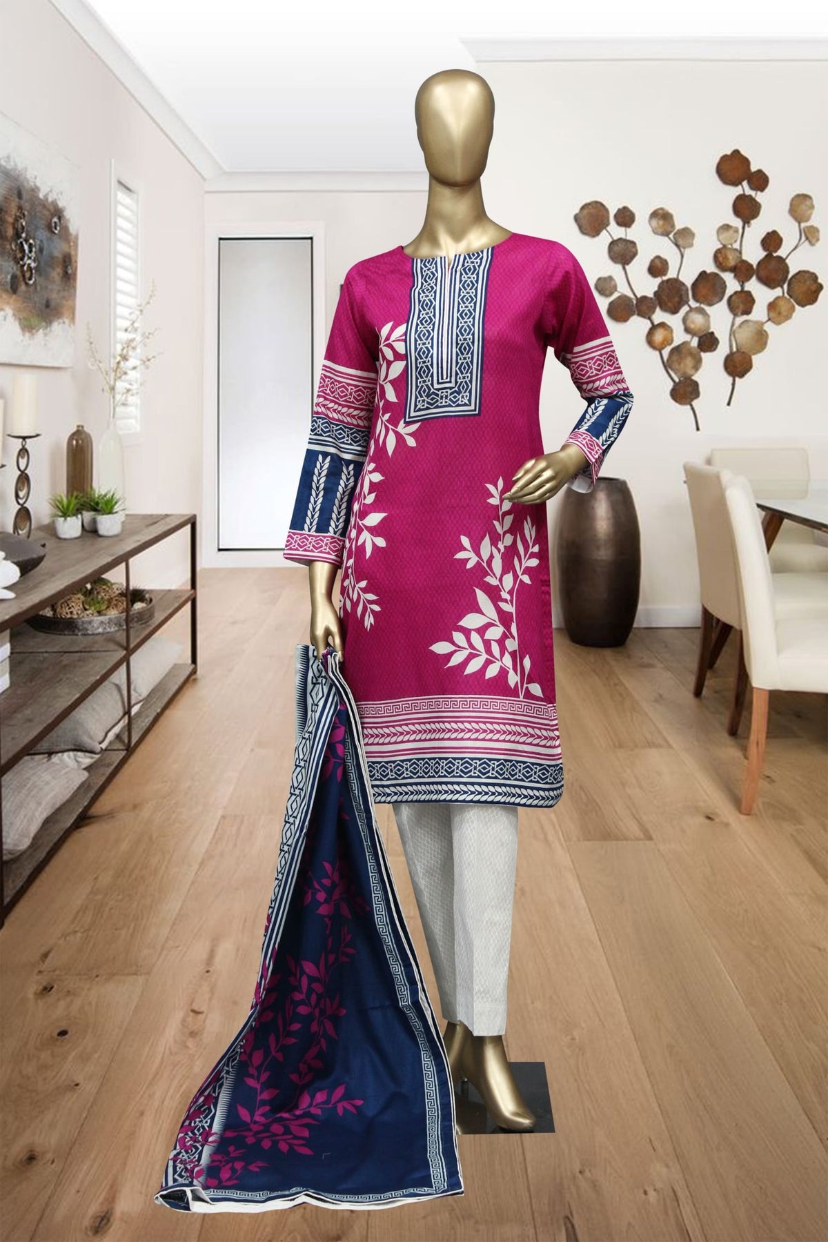 Shomi 3 piece Stitched Digital Printed Lawn Collection'2021-RBS-17-Pink