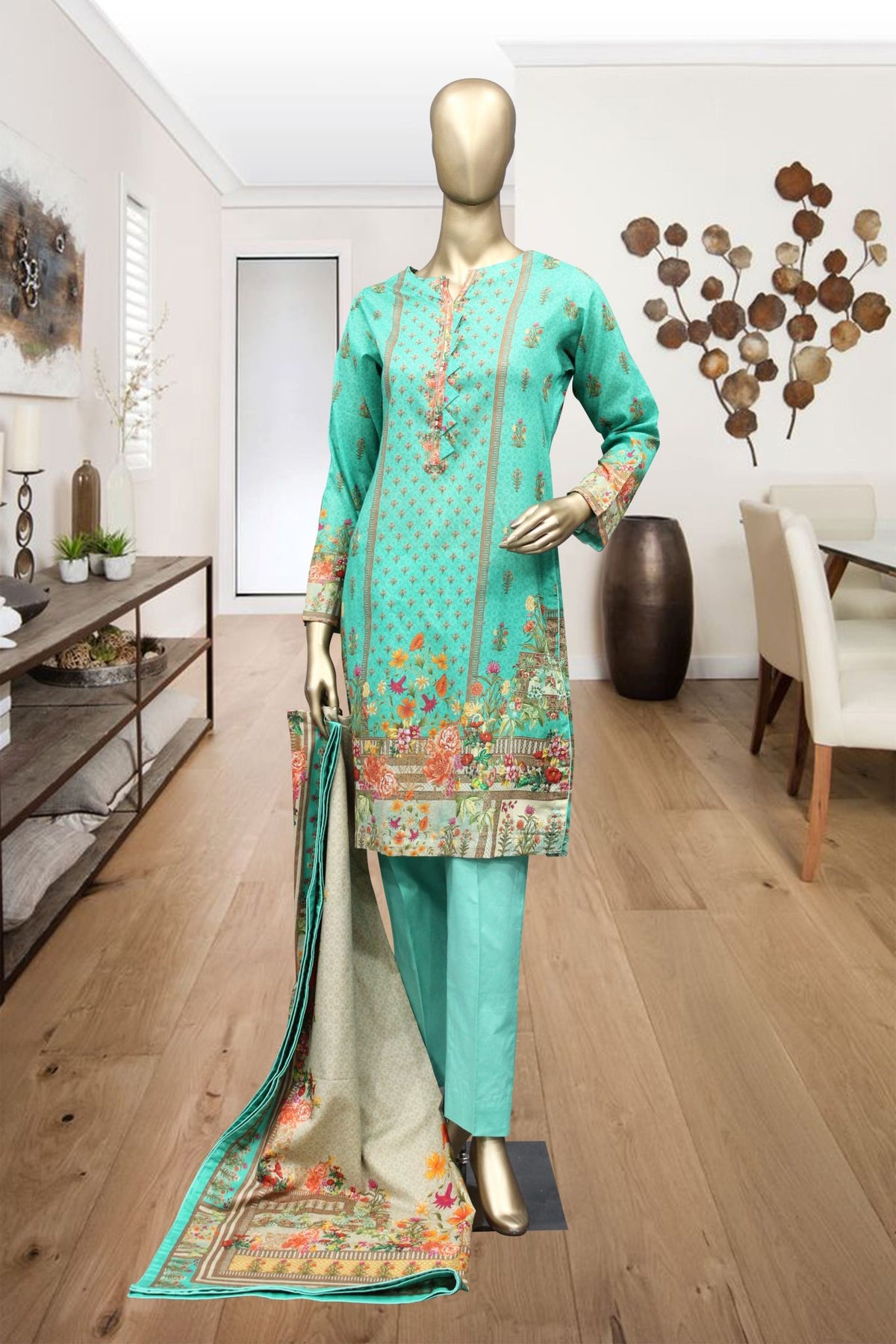Shomi Infinty 3 Piece Stitched Printed Lawn Collection'2021-RWTL-03-Green