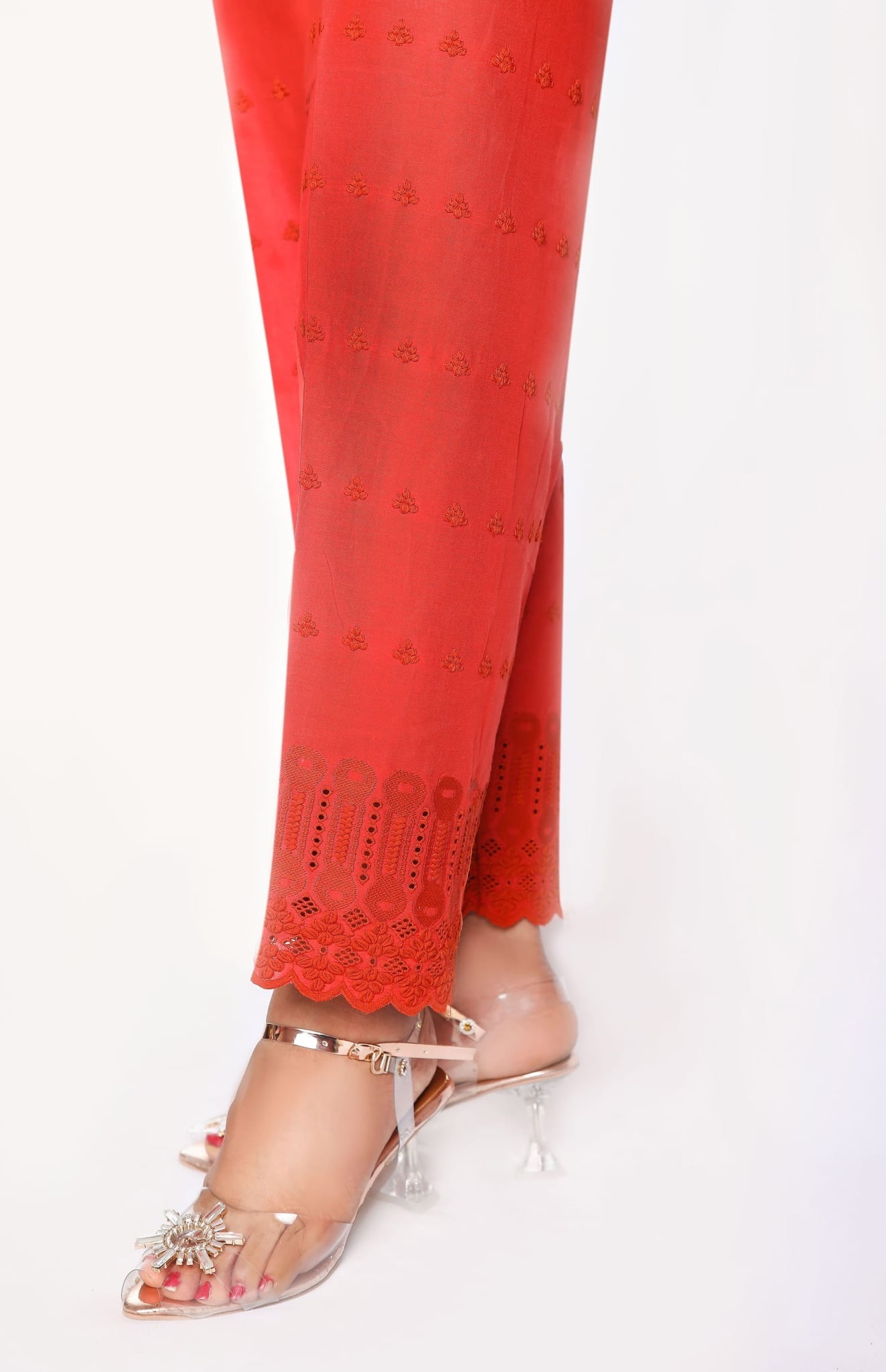 Sada Bahar Stitched Chikankari Emb Pret Cotton Trouser Collection'2022-TR-CK-Rust