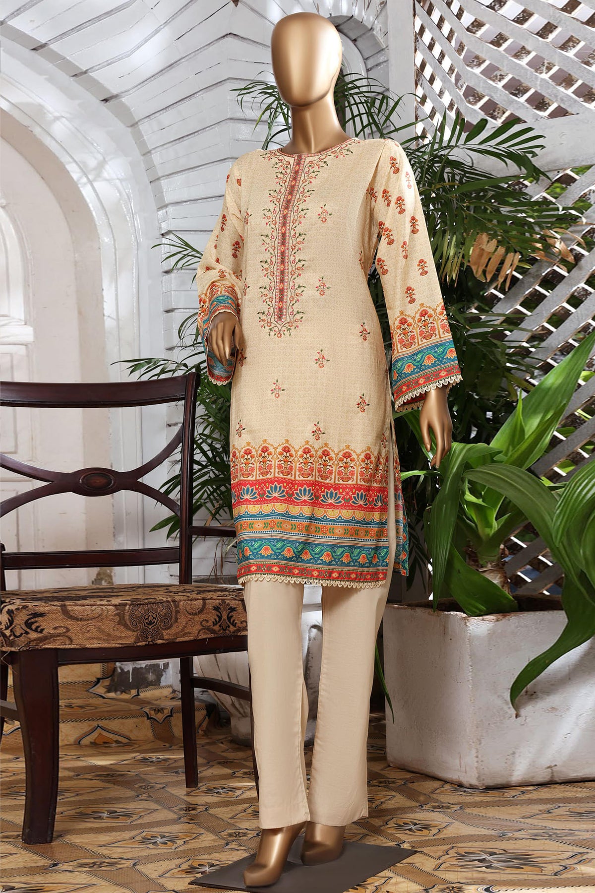 Bin Saeed Stitched Pret Embroidered Lawn Shirts Collection'2022-L-031-Skin