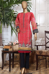 Bin Saeed Stitched Pret Embroidered Lawn Shirts Collection'2022-L-016-Red
