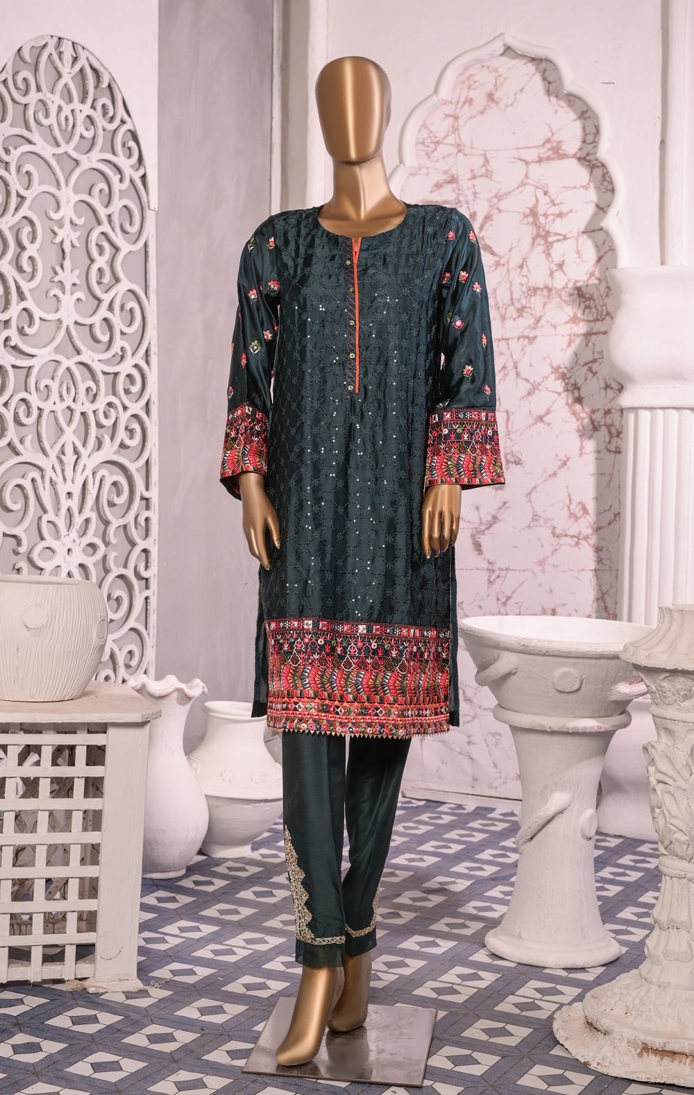 Sada Bahar Stitched Emb Silk Tunic Festive Kurti Vol-10 Collection'2022-S-04-Green