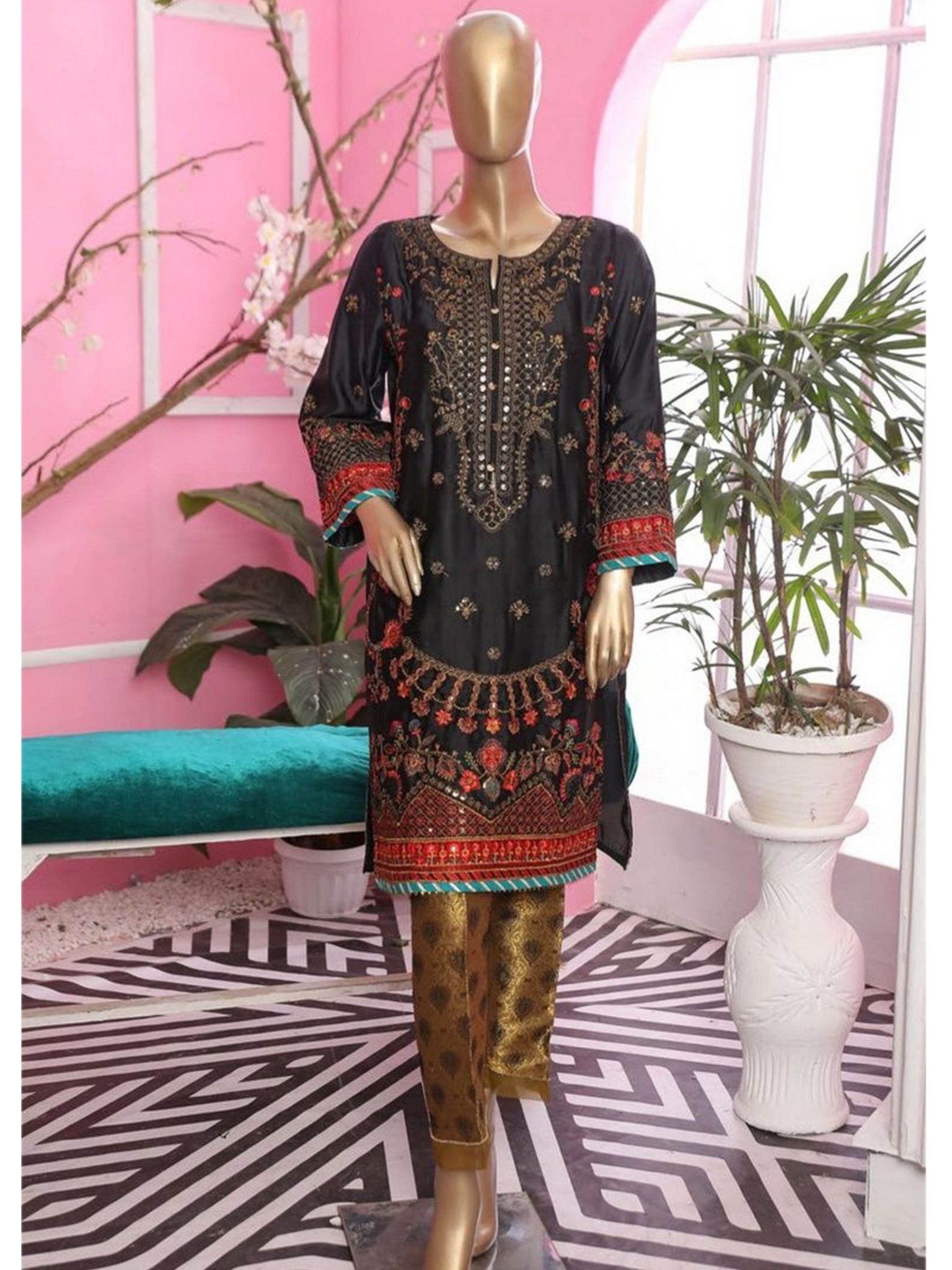 Sada Bahar Stitched Silk Pret Kurti Vol-02 Collection'2021-S-05-Black