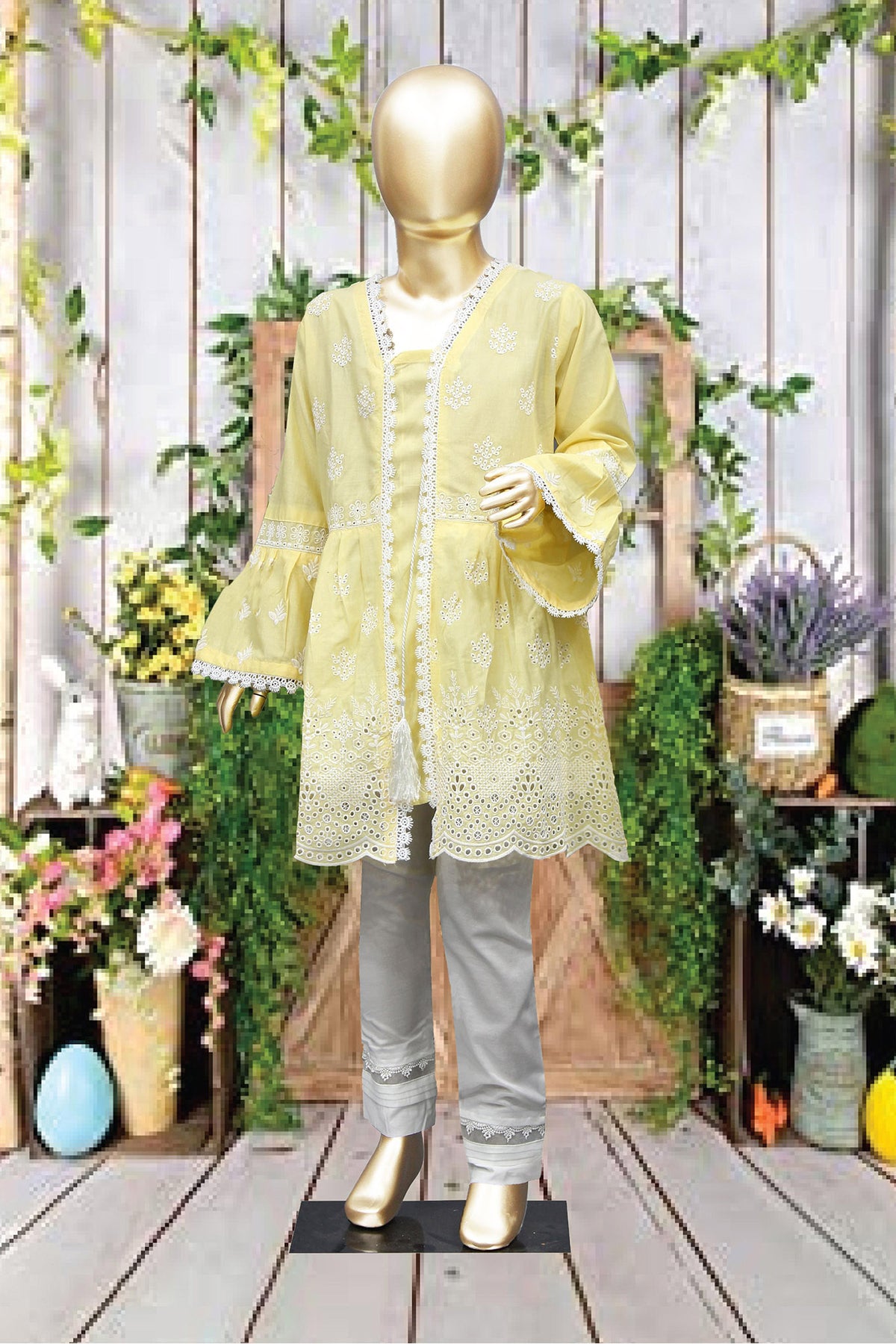 Shomi Stitched Chikankari Kids Shirts Collection'2022-SD-11-Lemon