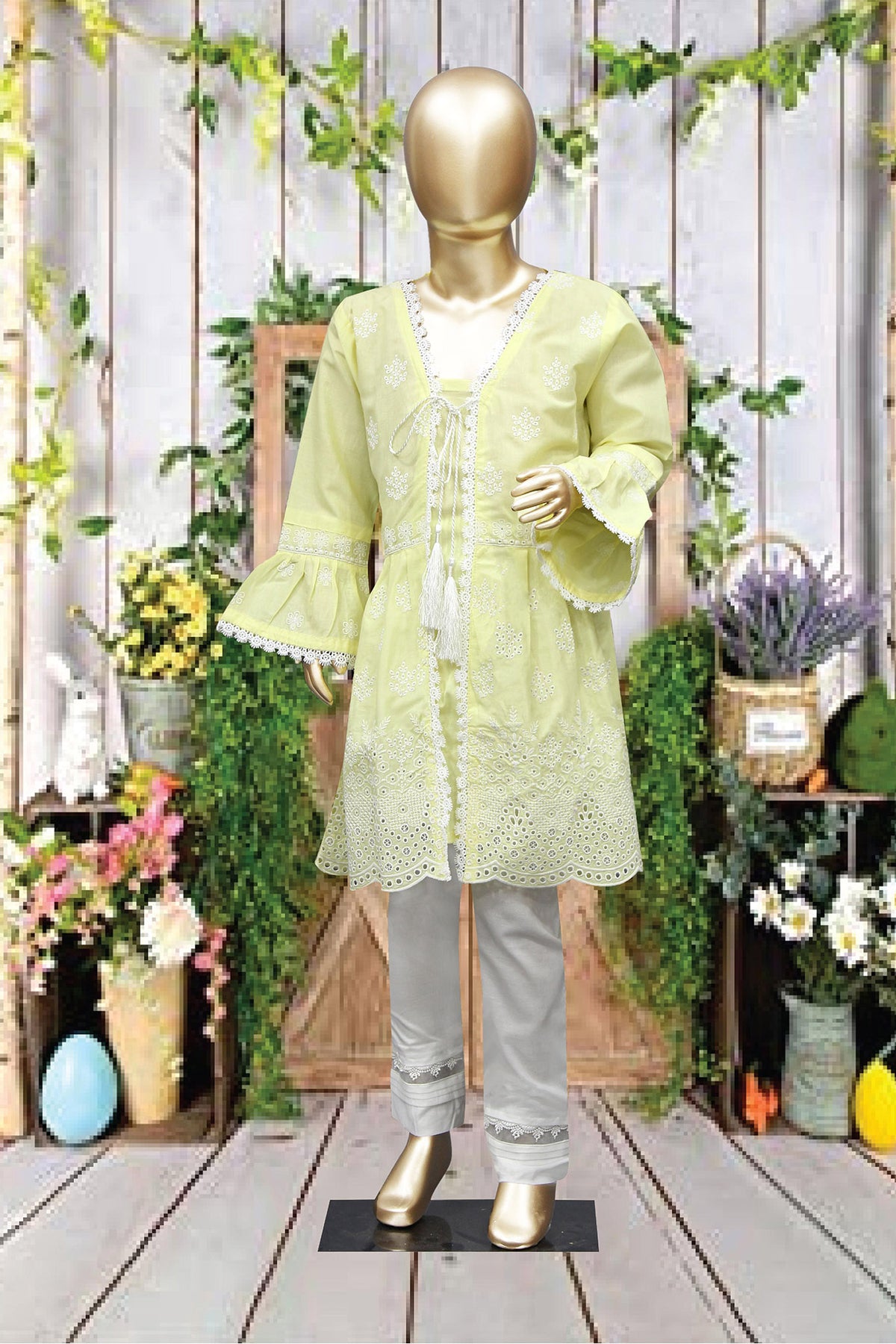 Shomi Stitched Chikankari Kids Shirts Collection'2022-SD-11-Yellow