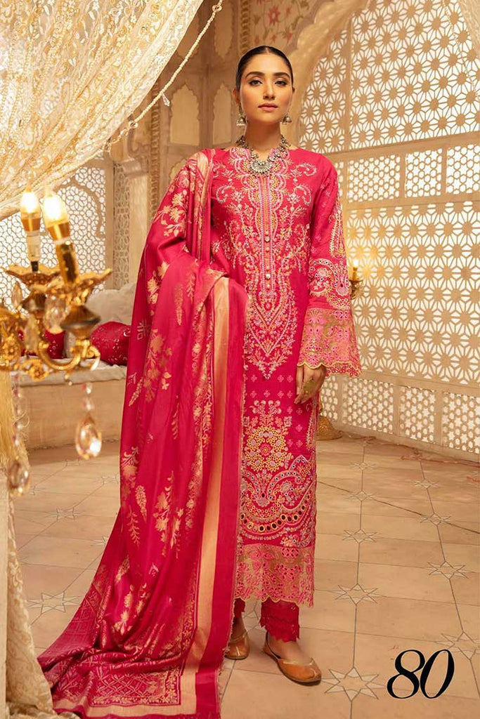 Shaista Premium Unstitched Plain Embroidered Lawn Collection'2022-SELC-80