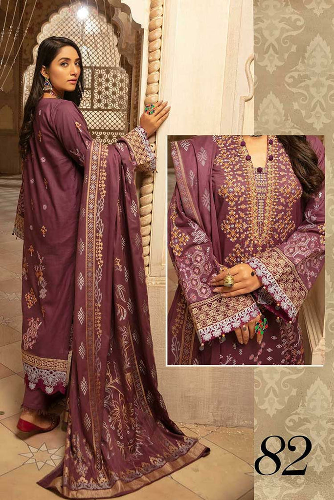 Shaista Premium Unstitched Plain Embroidered Lawn Collection'2022-SELC-82