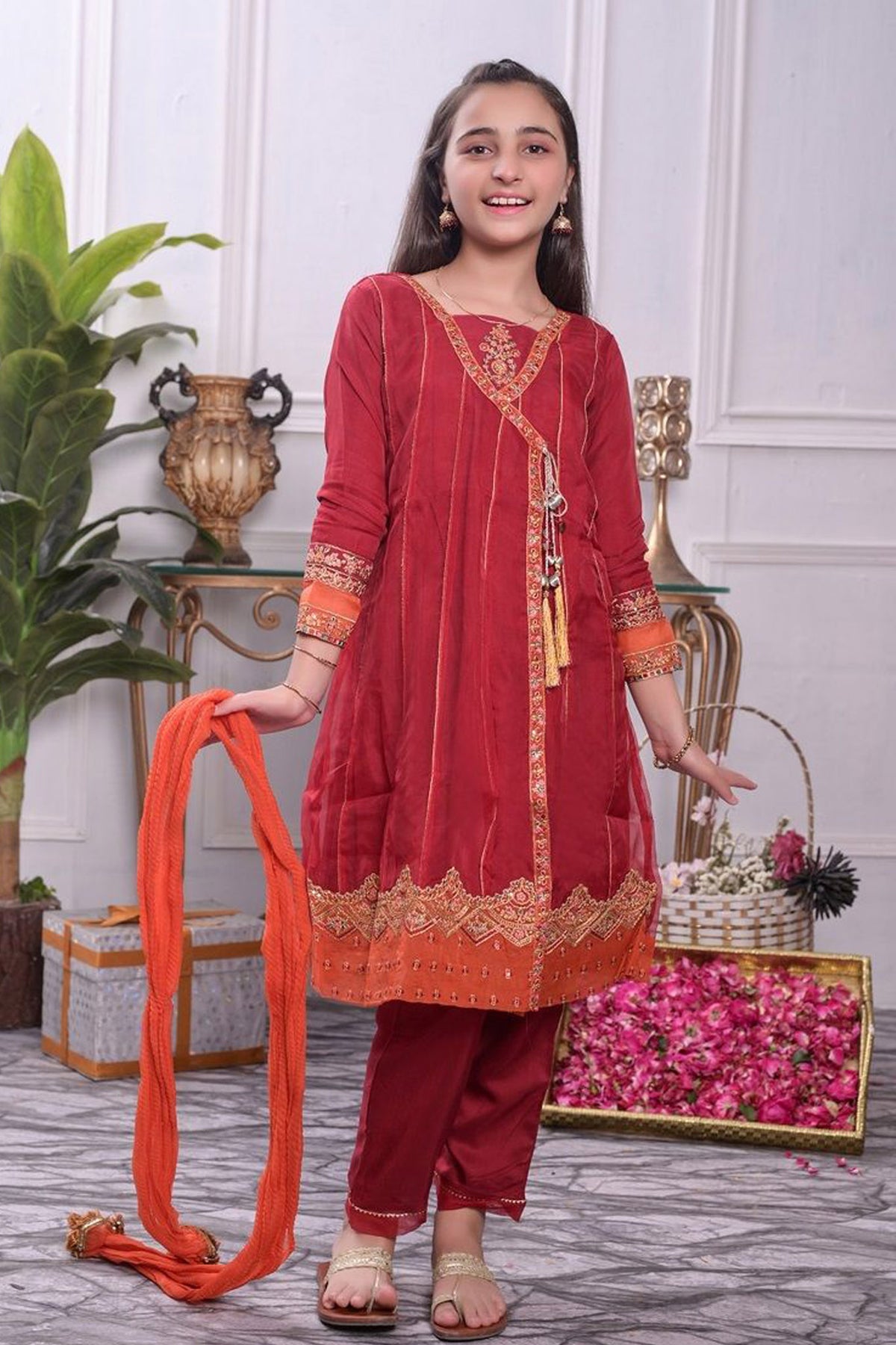 Meethi Eid by Shanzey Stitched 3 Piece Kids Pret Formal Collection'2022-SHK-507-Red