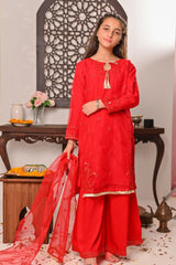 Shanzey Stitched 3 Piece Bari Eid Pret kids Formal Collection'2022-SHK-604-Red