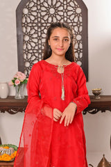 Shanzey Stitched 3 Piece Bari Eid Pret kids Formal Collection'2022-SHK-604-Red