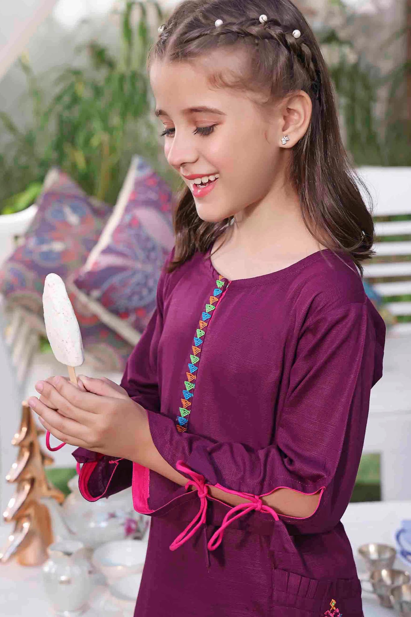 Shanzey Stitched 2 Piece Kids Khaddar Solids for Girls Collection'2022-SHK-844-Purple