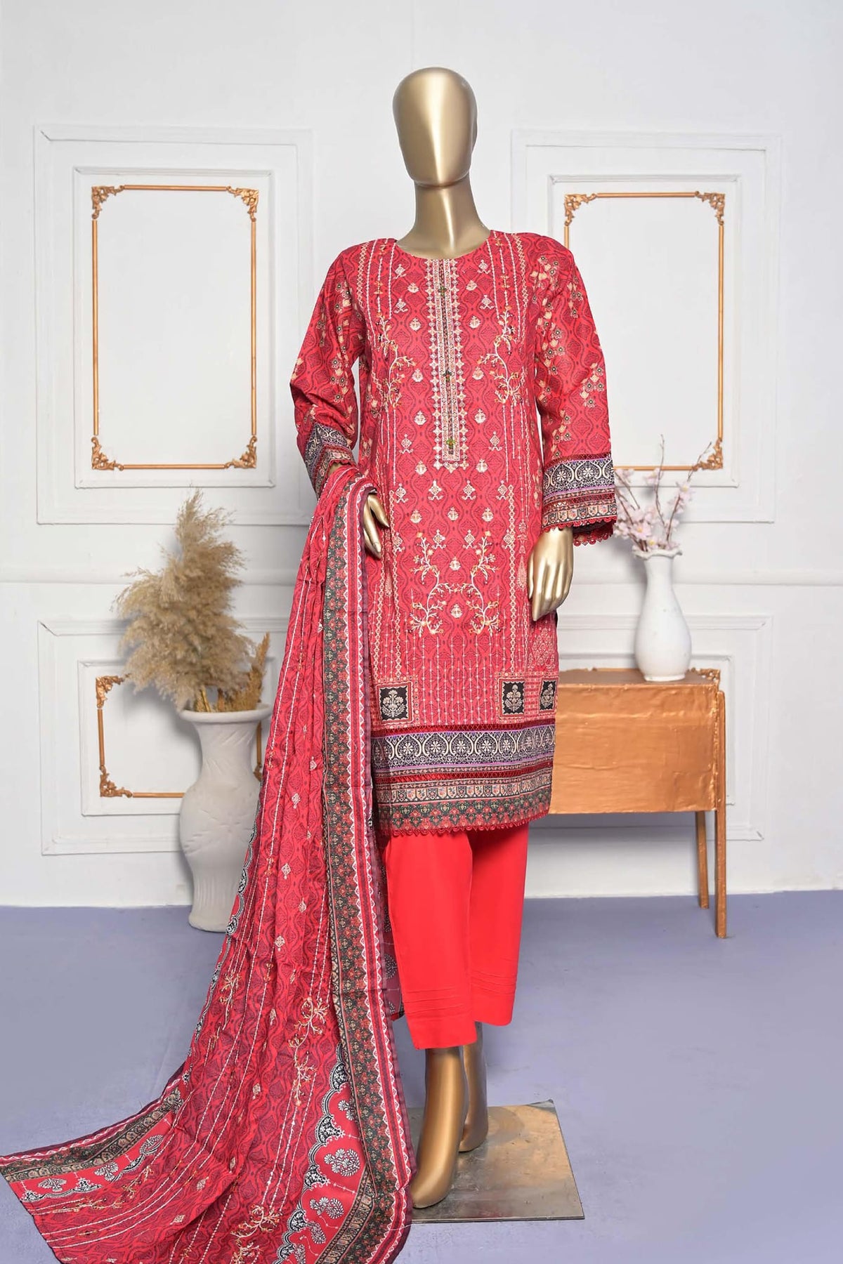Oswah Women by Suntex Fabrics Stitched 3 Piece Emb Lawn Collection'2023-SHW-2309