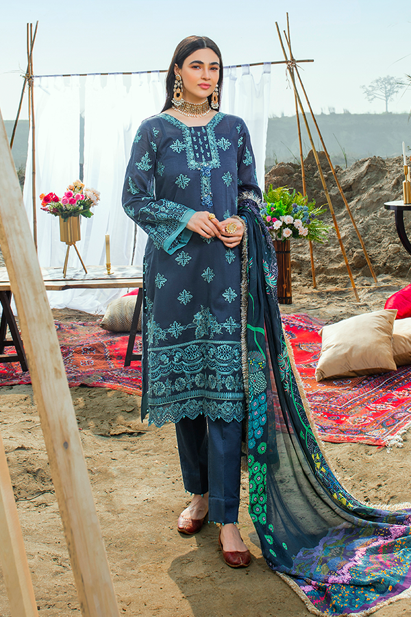 Serene Uns-E-Baharaan Unstitched 3 Piece Luxury Lawn Collection'2021-SL-16-Neelam