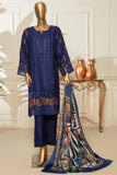 Bin Saeed Stitched 3 Piece Dhanak Winter Shawl Vol-03 Collection'2022-SM-019-Blue