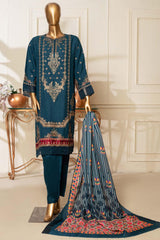 Bin Saeed Stitched 3 Piece Dhanak Winter Shawl Vol-03 Collection'2022-SM-038-D.Blue