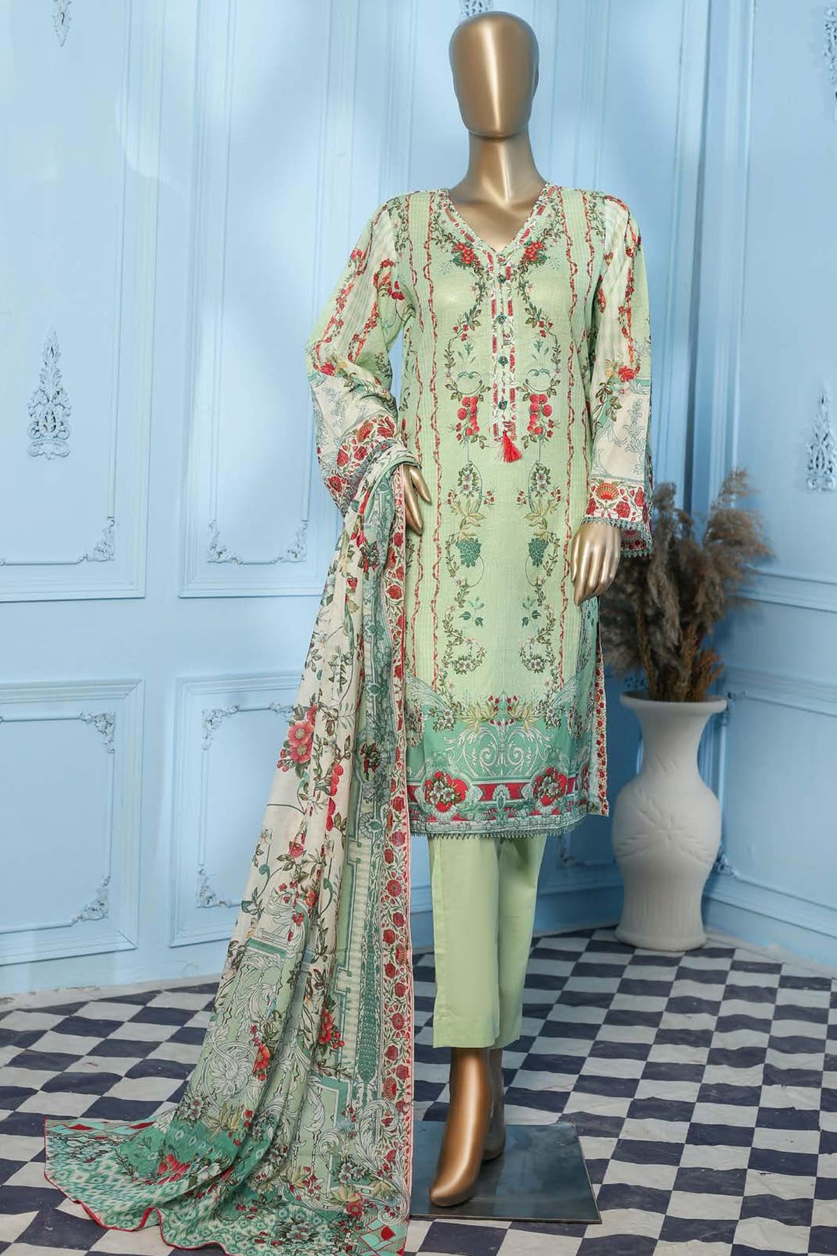 Maryum Noor by Bin Saeed Stitched 3 Piece Printed Lawn Vol-02 Collection'2023-SMLF-059-Green