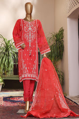 Bin Saeed Stitched 2 Piece Embroidered Organza Festive Collection'2022-SPFD-40-Red