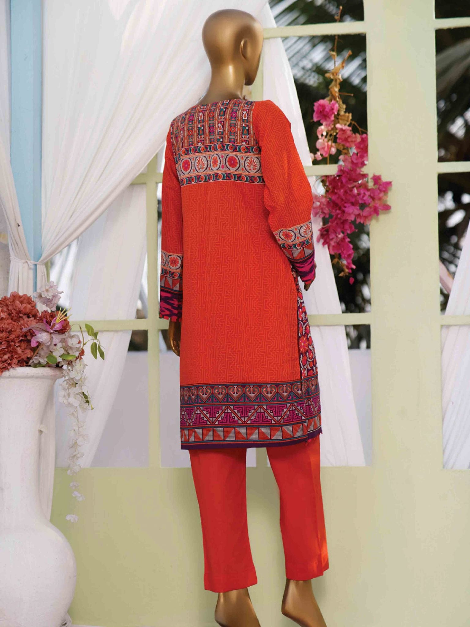 Sada Bahar Stitched Festive Printed Lawn Kurti Collection'2021-ST-11802-Red