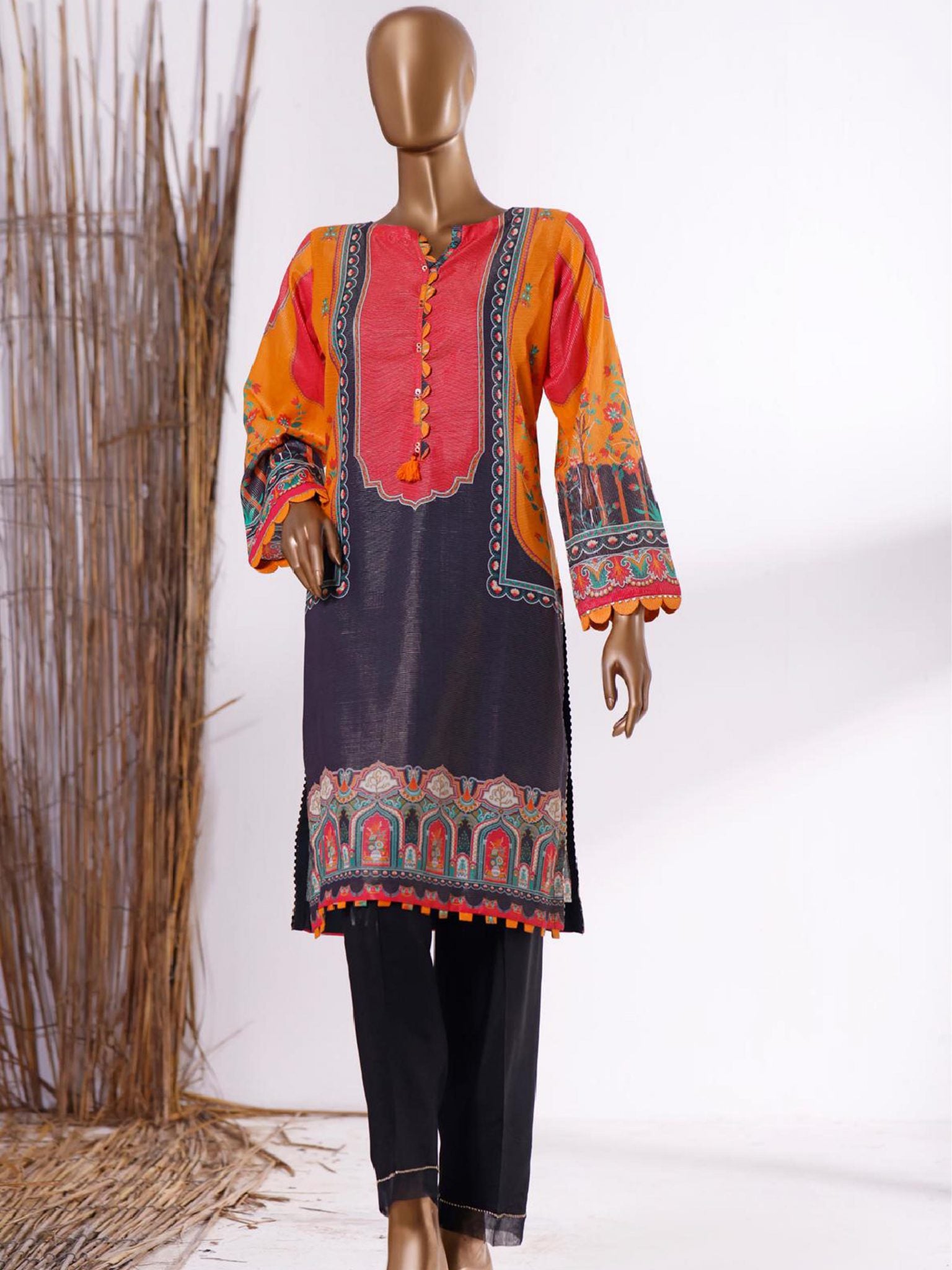 Sada Bahar Stitched Maisori Lawn Kurti Collection'2021-ST-11837-Rust