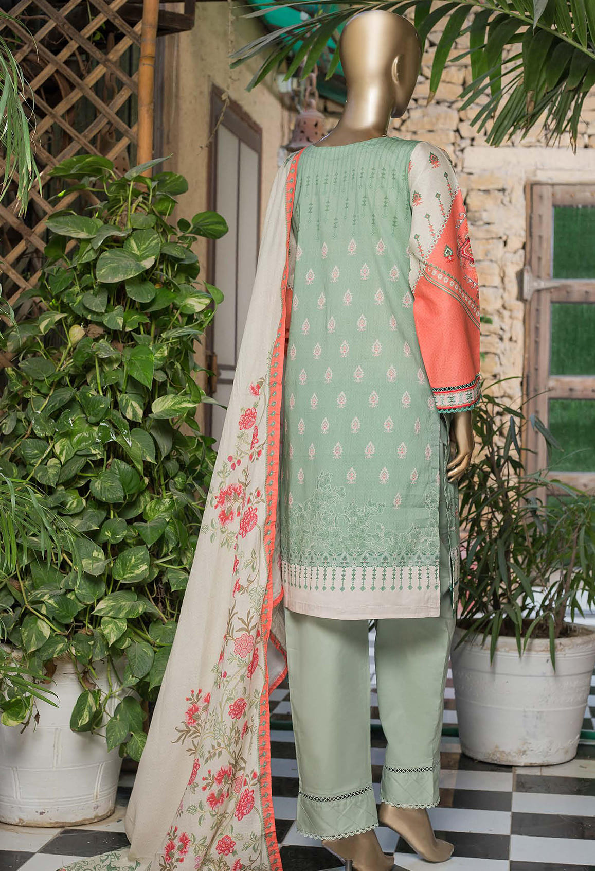 Sada Bahar Stitched 3 Piece Printed Lawn Vol-01 Collection'2022-ST-13437-L.Green