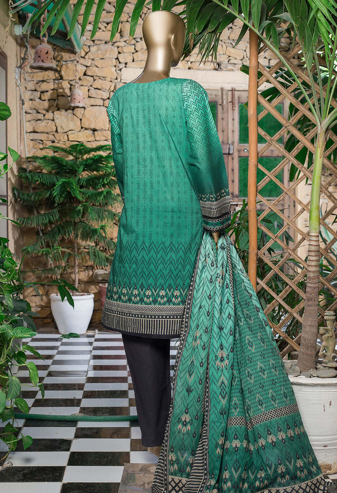 Sada Bahar Stitched 3 Piece Embroidered Lawn Vol-01 Collection'2022-ST-13462-Green