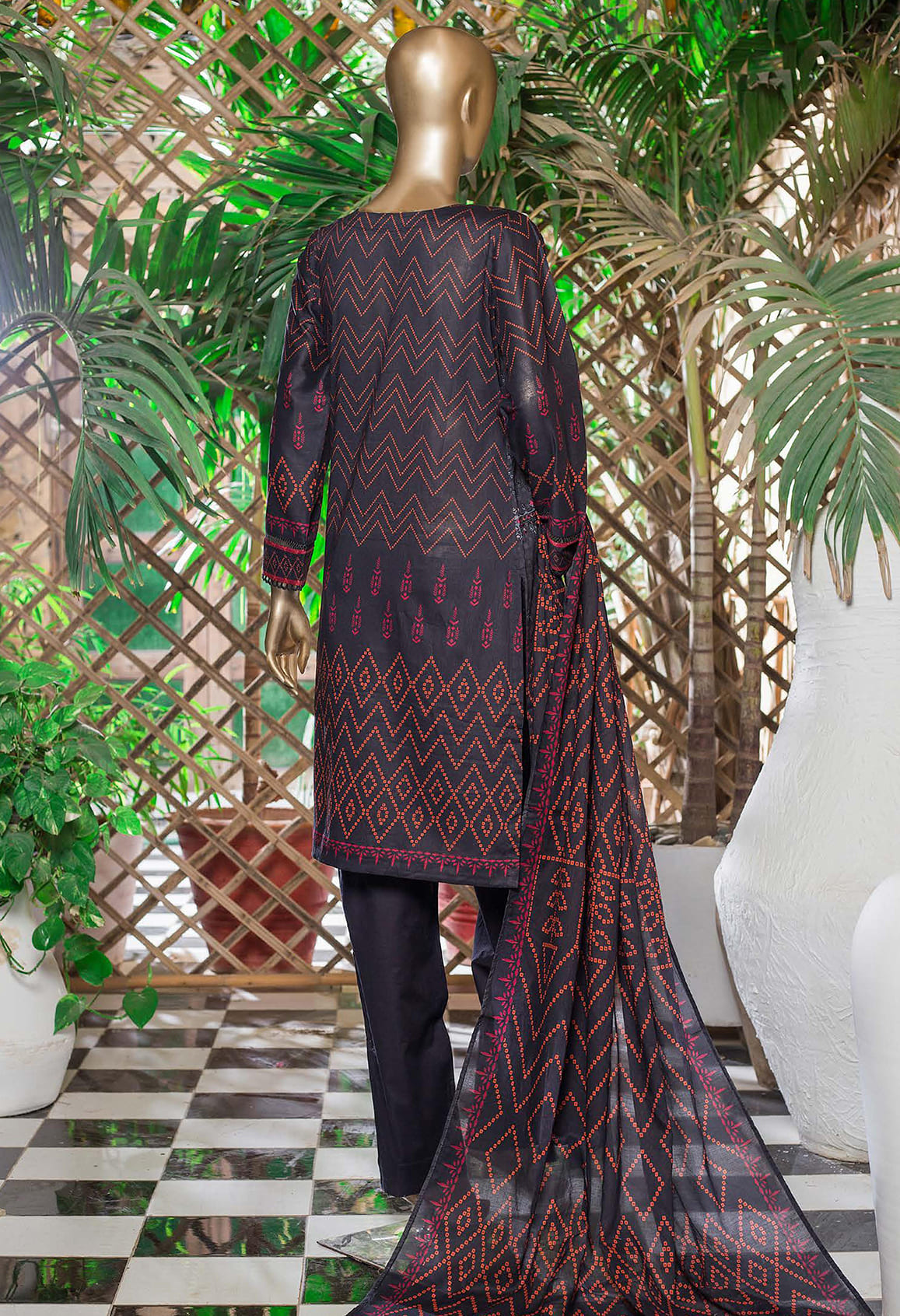 Sada Bahar Stitched 3 Piece Embroidered Lawn Vol-01 Collection'2022-ST-13474-Black