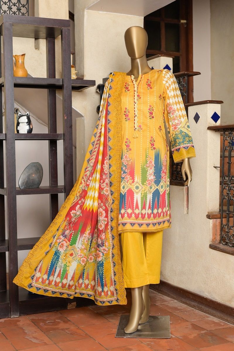 Sada Bahar Pretty Prets Stitched 3 Piece Embroidered Lawn Vol-06 Collection'2022-ST-15621-Yellow