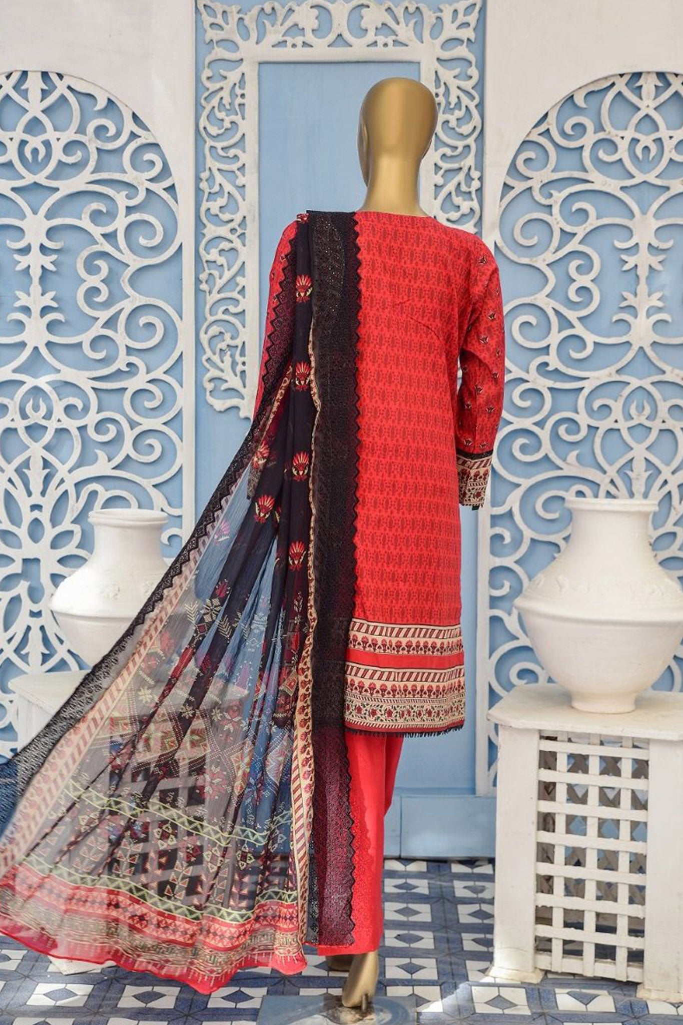 Sada Bahar Stitched 3 Piece Printed Lawn Collection'2022-ST-1800-Red