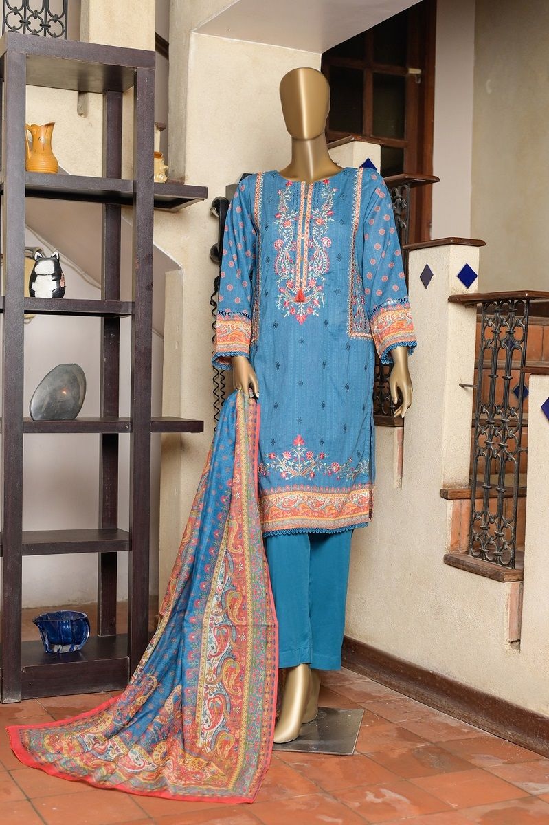 Sada Bahar Pretty Prets Stitched 3 Piece Embroidered Lawn Vol-06 Collection'2022-ST-1803-Blue