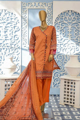 Sada Bahar Stitched 3 Piece Printed Lawn Collection'2022-ST-1823-Rust