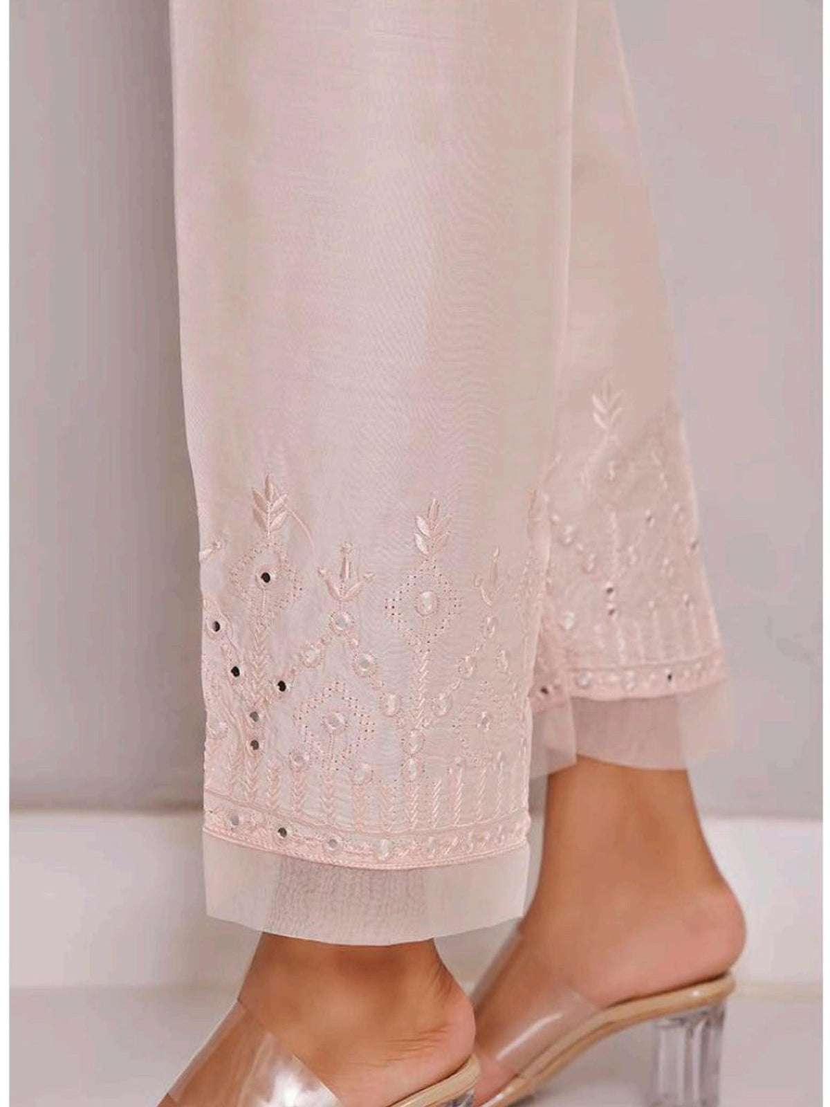 Iris by Sada Bahar Stitched Mirror Work Cotton Silk Trouser Collection'2021-TME-01-L.Pink