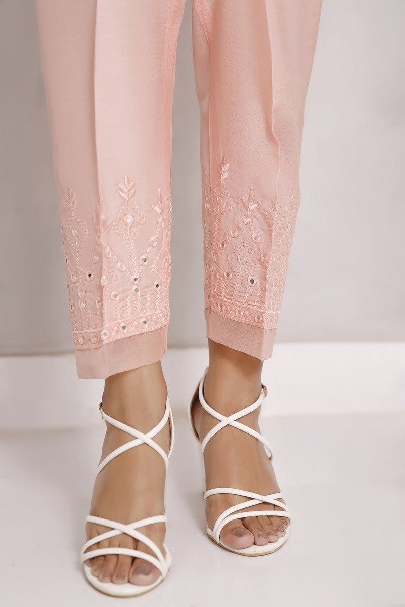 Iris by Sada Bahar Stitched Mirror Work Cotton Silk Trouser Collection'2021-TME-01-Peach
