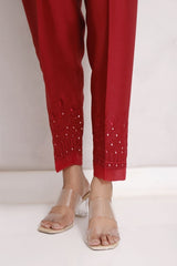 Iris by Sada Bahar Stitched Mirror Work Cotton Silk Trouser Collection'2021-TME-01-Red