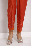 Iris by Sada Bahar Stitched Mirror Work Cotton Silk Trouser Collection'2021-TME-01-Rust