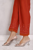 Iris by Sada Bahar Stitched Mirror Work Cotton Silk Trouser Collection'2021-TME-01-Rust