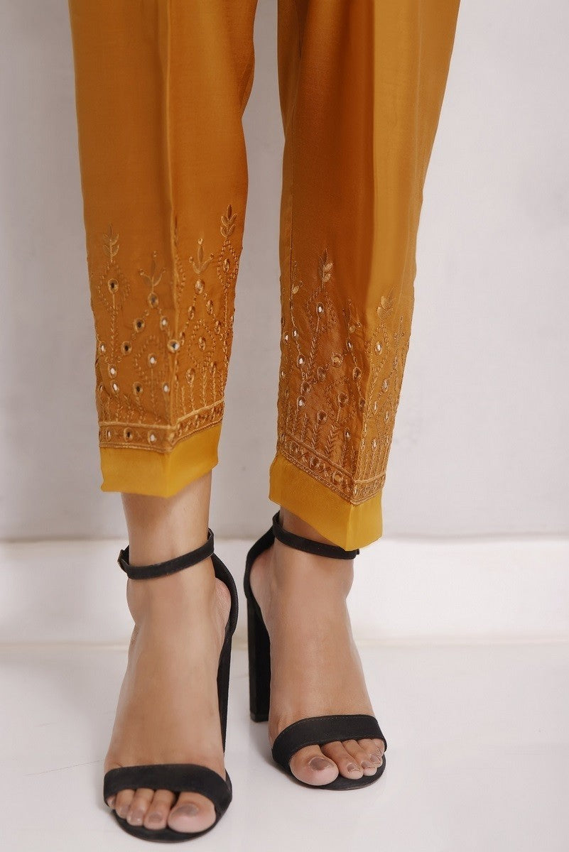 Iris by Sada Bahar Stitched Mirror Work Cotton Silk Trouser Collection'2021-TME-01-Yellow