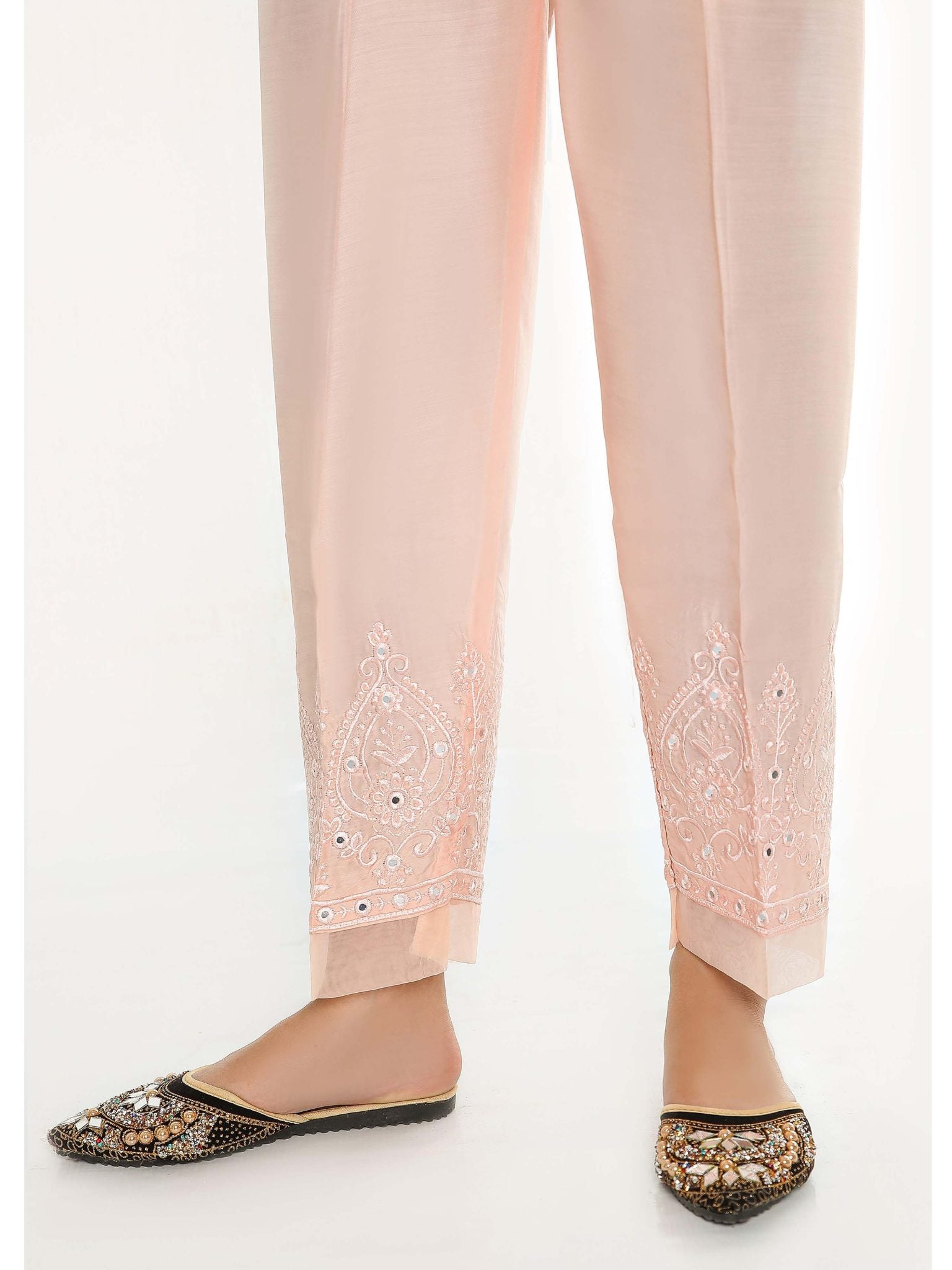 Sada Bahar Stitched Mirror Work Silk Trouser Collection’2021-TRME-01-Pink