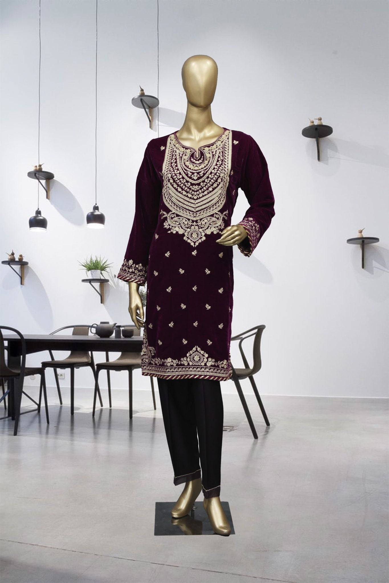 Sada Bahar Stitched Embroidered Velvet Kurti Collection'2021-V-02-Purple