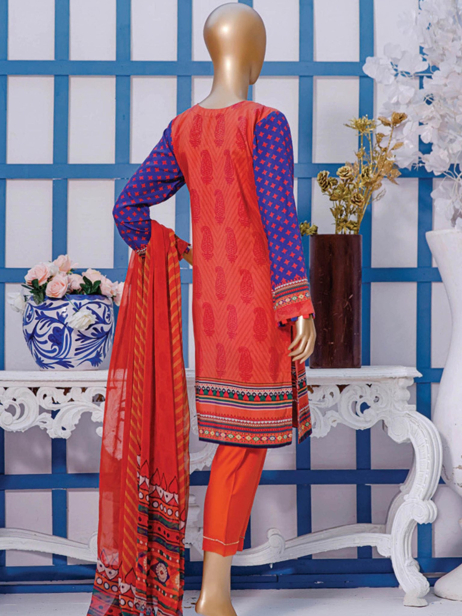 Sada Bahar Stitched 3 Piece Printed Viscose Collection'2021-VS-101-Rust